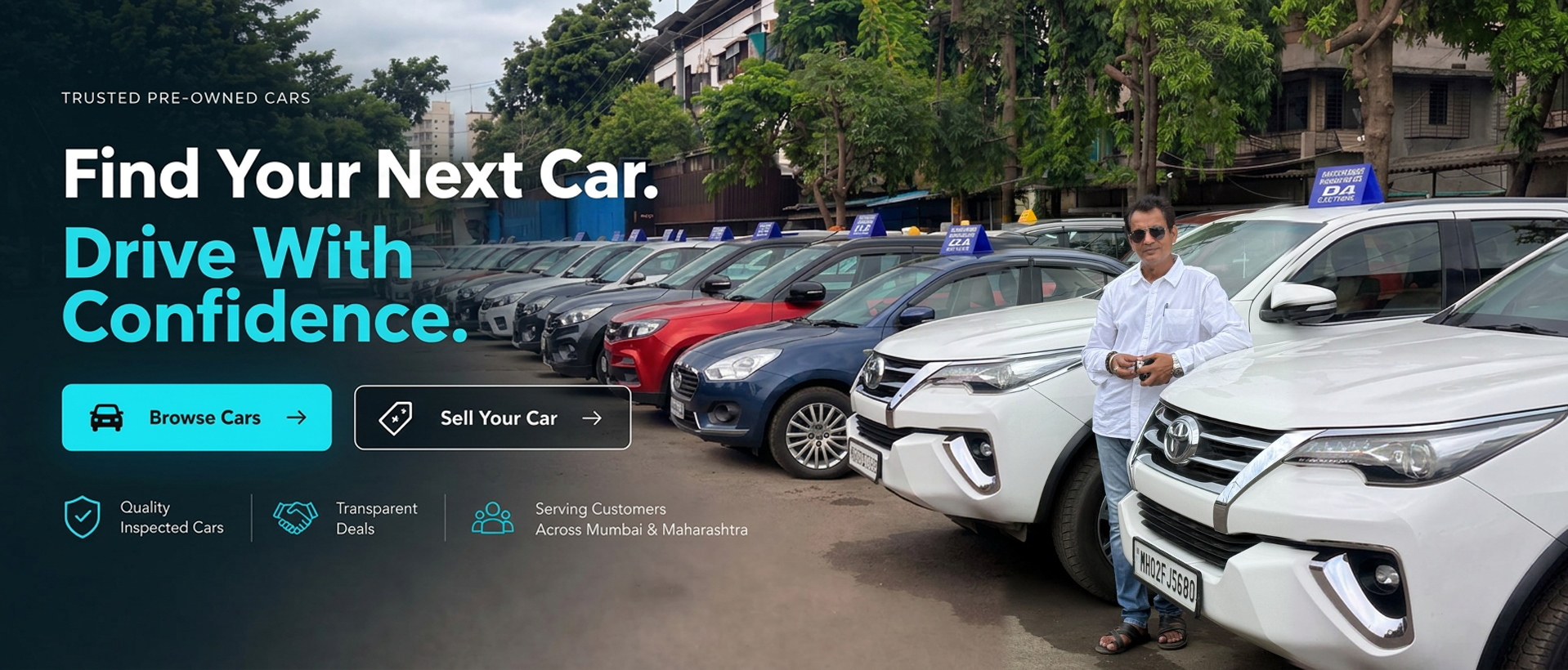 DA Car Zone — trusted pre-owned cars. Find your next car, drive with confidence. Quality inspected cars, transparent deals, from ₹3 Lakhs to 25+ Lakhs.